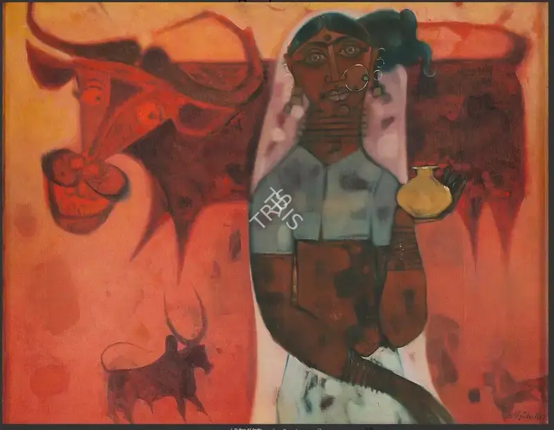 J. Sultan Ali (Artist), Milk Maid, 1971, Painting