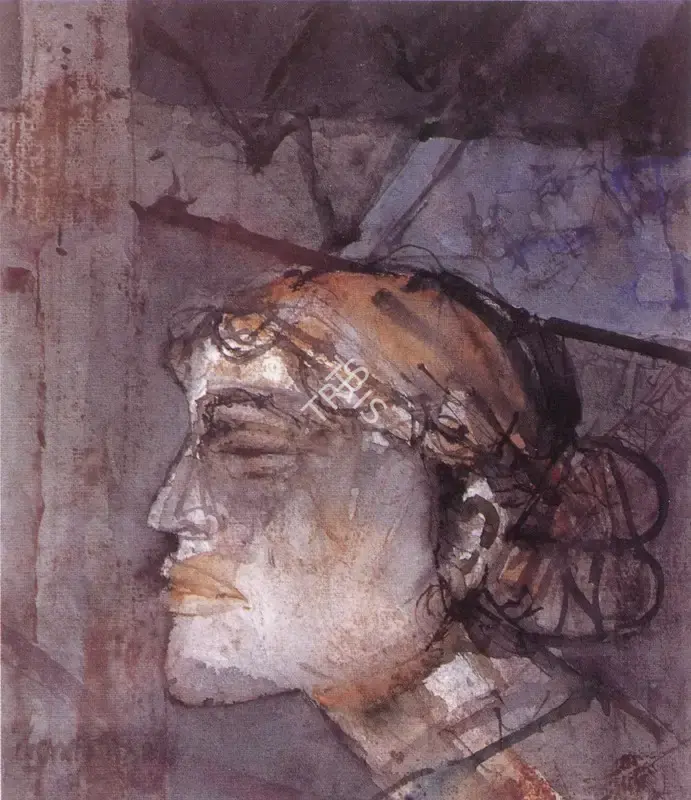 Shyamal Dutta Ray (Artist), Head of a Woman, 1967, Painting