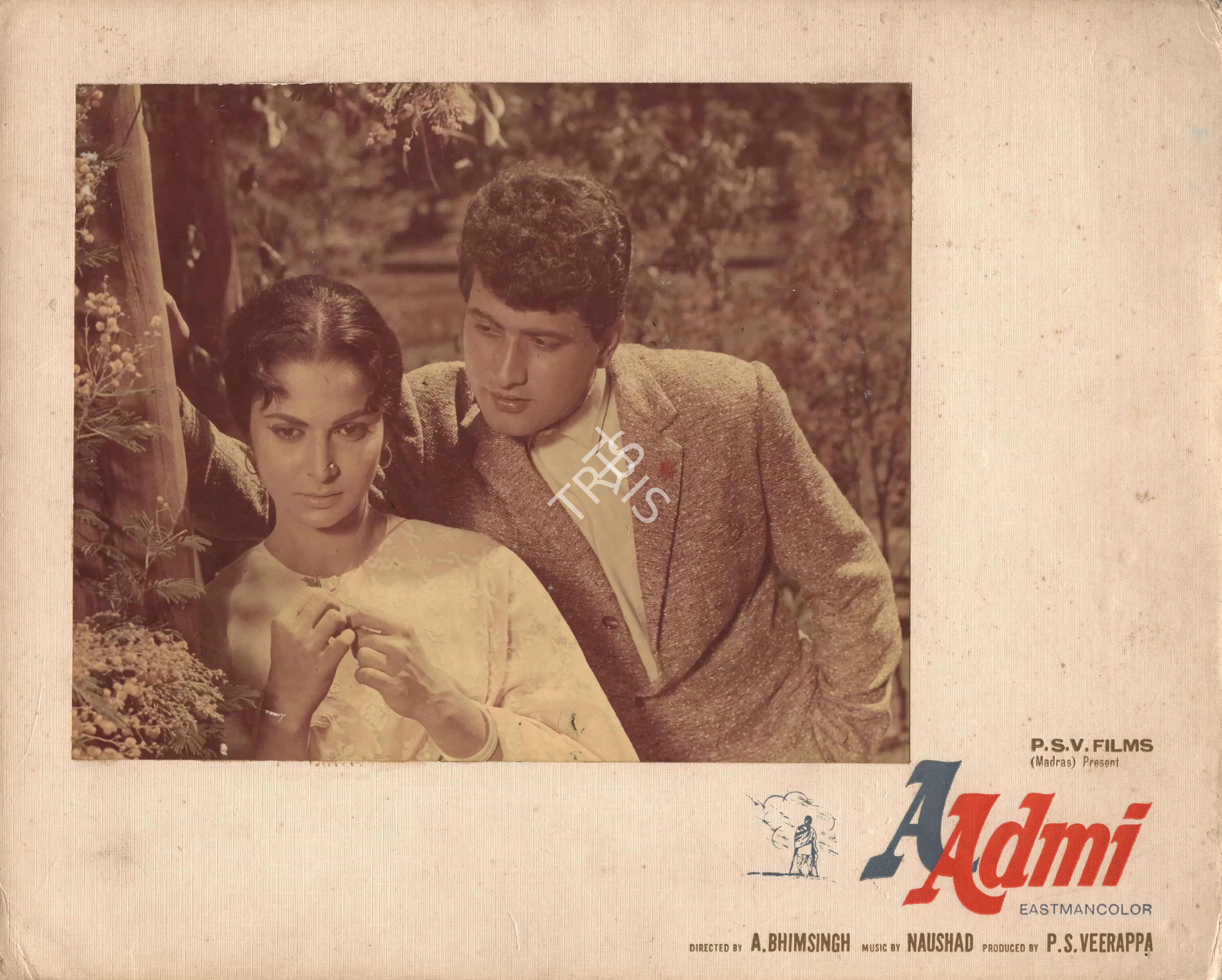 Faredoon A. Irani (Cinematographer), Aadmi, 1968, Photographic Still Mounted on Lobby Card