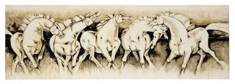 B. Vithal (Artist), Untitled (Horses), 1979, Painting