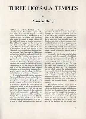 Marcella Hardy (Essayist), Three Hoysala Temples, 1950, Essay