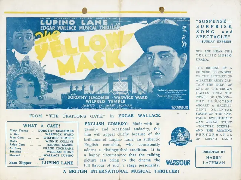 Harry Lachman (Director), The Yellow Mask, 1930, Handbill