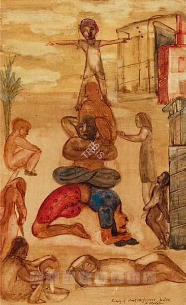Nalini Malani (Artist), Family Of Street Performers, 1988, Painting
