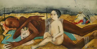 Anjolie Ela Menon (Artist), Pavement Dwellers, 2004, Painting