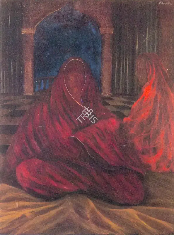 Jehangir Jani (Artist), Two Women, 1990, Painting