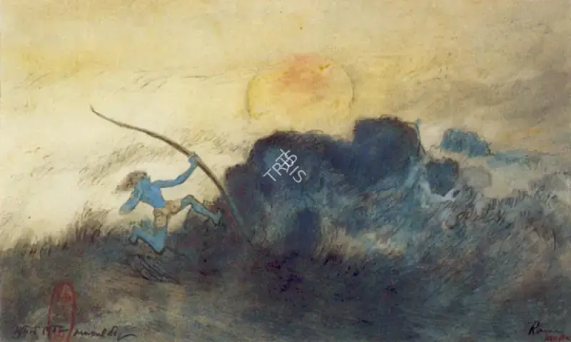 Mukul Dey (Artist), Rama Controlling the Sea, Painting