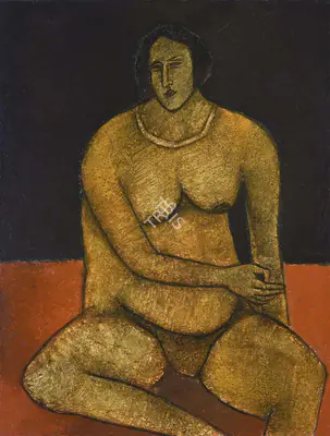 Akbar Padamsee (Artist), Seated Nude, 1956, Painting