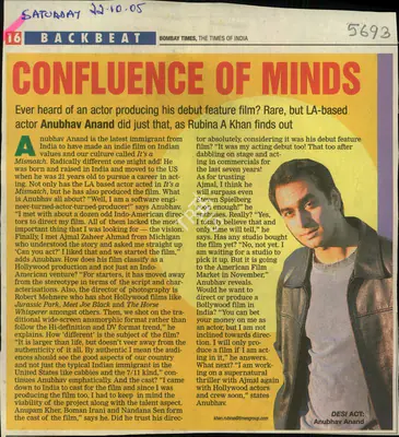 Rubina A. Khan (Reporter), Confluence of Minds, 2005, Newspaper Clipping