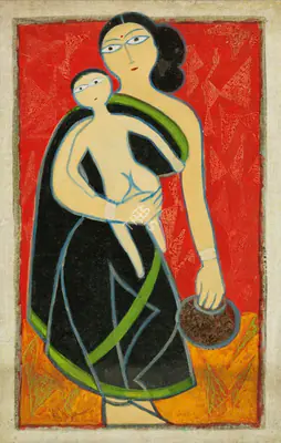 K.S. Kulkarni (Artist), Untitled (Mother and Child), Painting