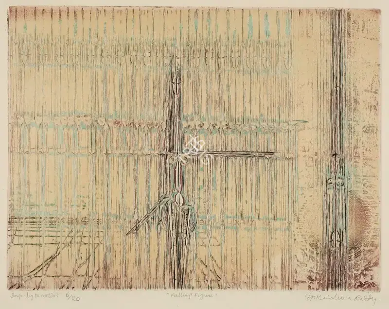 Krishna Reddy (Artist), Falling Figure, 1973, Graphic Art