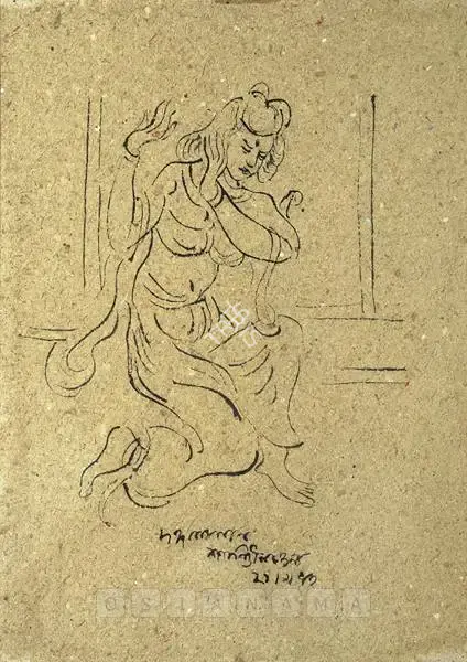 Nandalal Bose (Artist), Krishna, 1943, Drawing