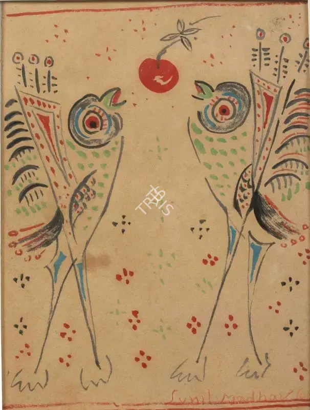Sunil Madhav Sen (Artist), Untitled (Birds), Painting