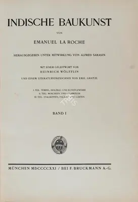 Emanuel La Roche (Author), Indische Baukunst, 1921, Authored Antiquarian Book