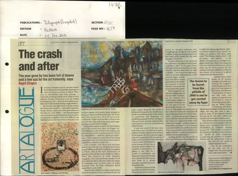 Kapil Chopra (Writer), The Crash and after, 2010, Newspaper Clipping