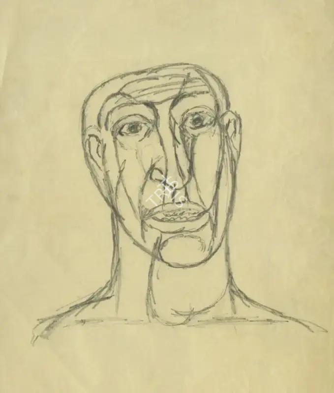 Tyeb&nbsp;Mehta (Artist), Head, 1951, Drawing
