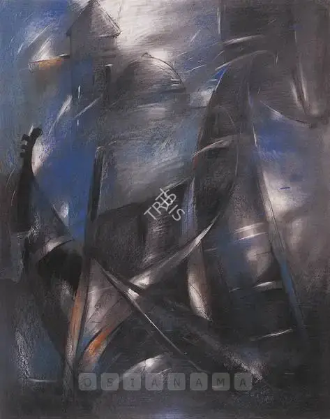 Paresh Maity (Artist), Gondalas From Venice Series, 1993, Drawing
