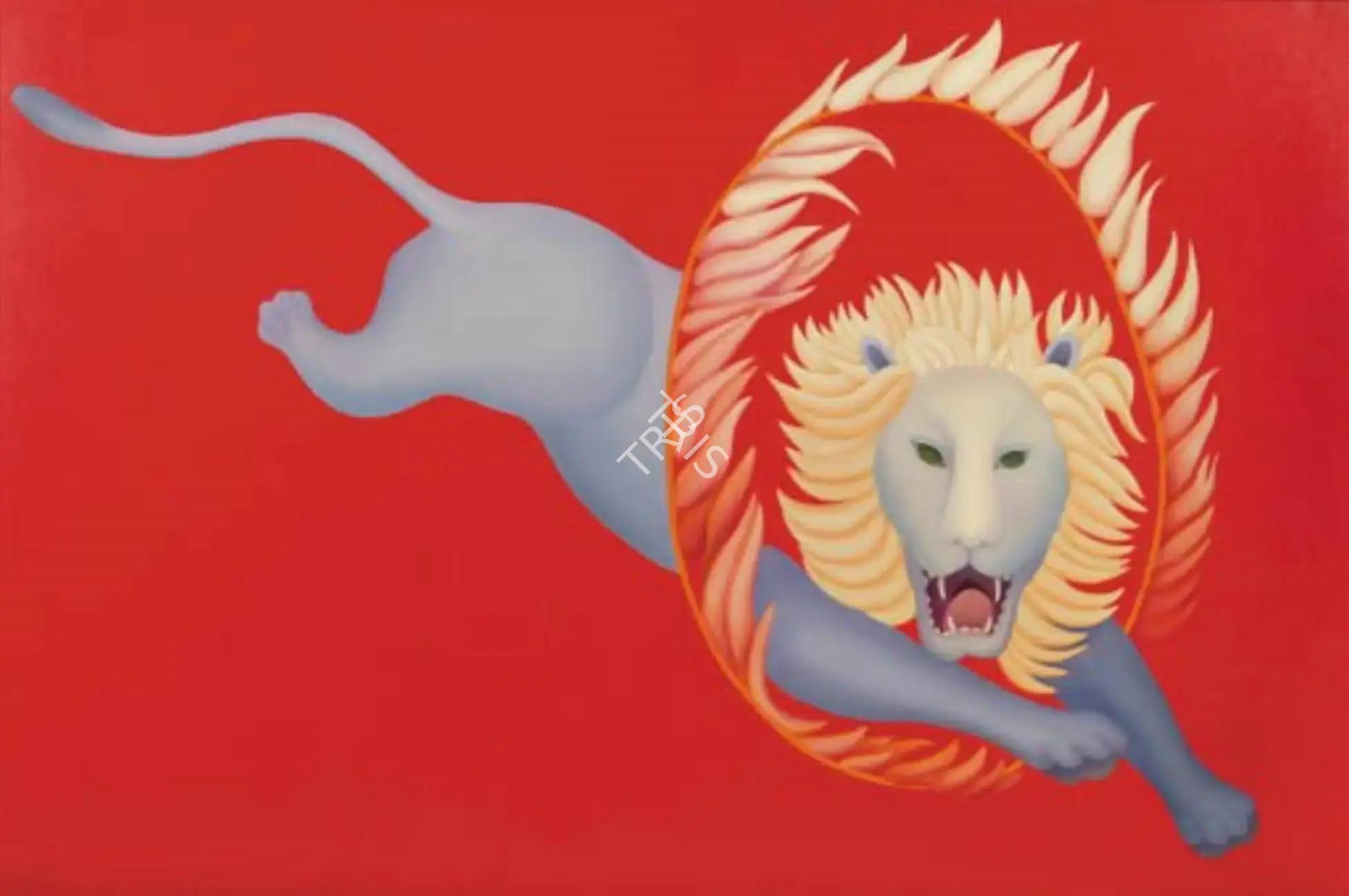 Bawa, Manjit (Artist). Lion With Fire Ring, n.d. | Painting
