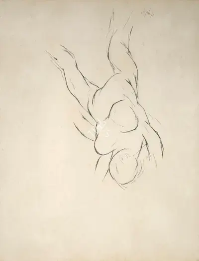 Tyeb Mehta (Artist), Falling Figure II, 1992, Drawing