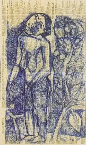 S.H. Raza (Artist), Untitled, 1955, Drawing