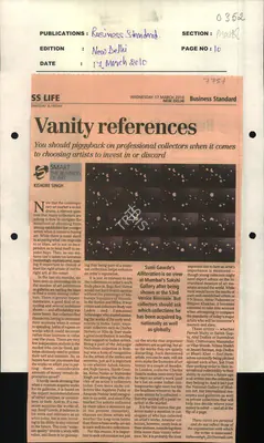 Kishore Singh (Reporter), Vanity References, 2010, Newspaper Clipping