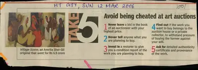 Avoid Being Cheated at Art Auctions, 2006, Newspaper Clipping