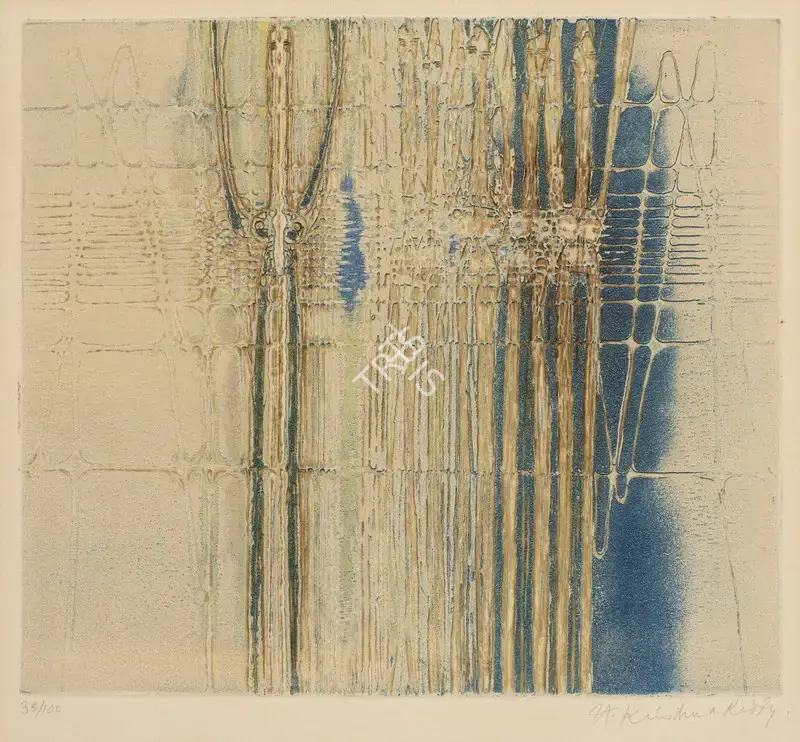 Krishna Reddy (Artist), Woman & her reflection, Print