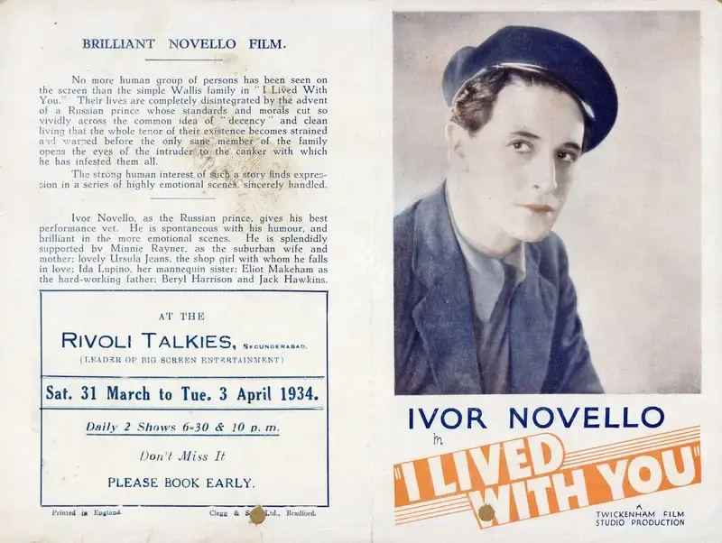 Maurice Elvey (Director), I Lived With You, 1933, Handbill