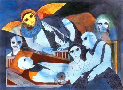 Badri Narayan (Artist), An Ode to Sleep, 2001, Painting