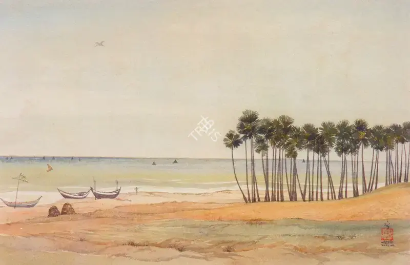Indra Dugar (Artist), Seascape, 1964, Drawing