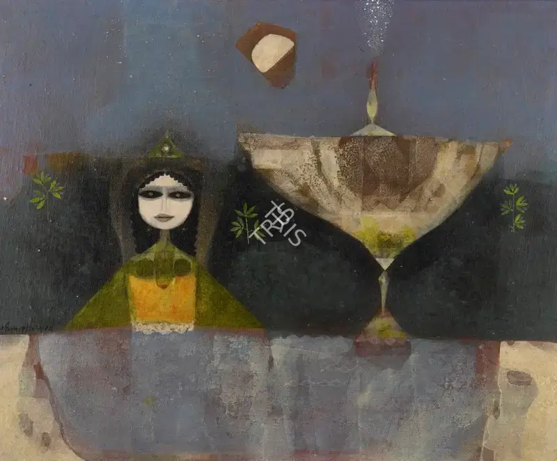 Ganesh Pyne (Artist), Under the Fountain, 1969, Painting