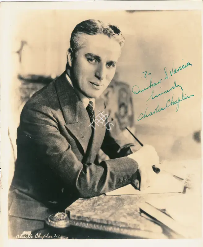 Unknown (Photographer), Autographed picture of Charlie Chaplin, Photographic Still