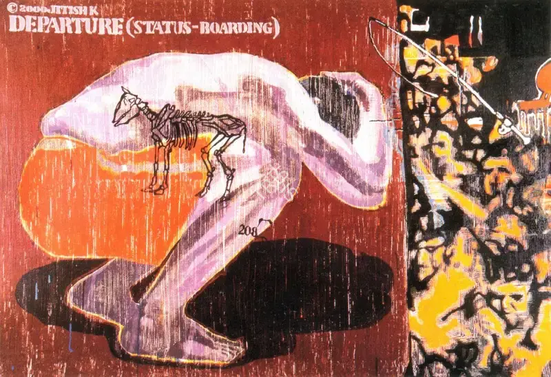 Jitish Kallat (Artist), Departure, 2000, Painting