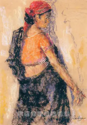 Sailoz Mookherjea (Artist), Woman In Sari, Painting