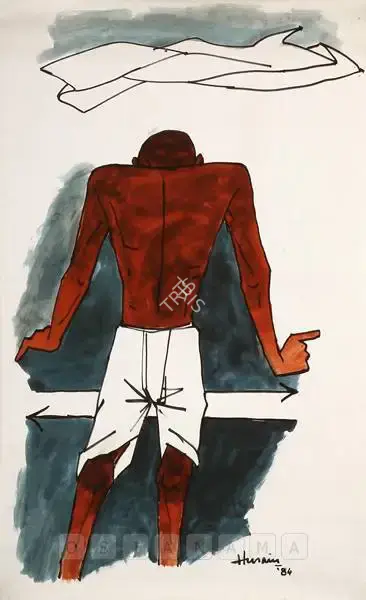 M.F. Husain (Artist), Gandhi, 1984, Painting