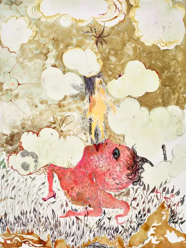 Rina Banerjee (Artist), Pink Woman, Bird Girl…, 2010, Painting