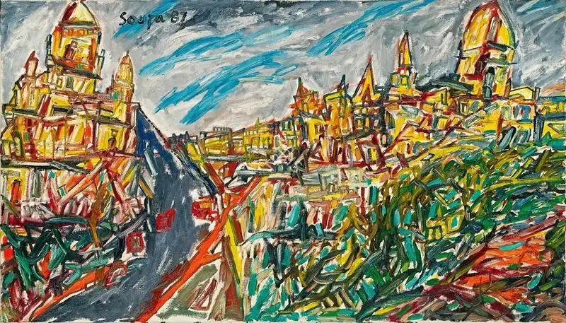 Souza, F.N. (Artist). Untitled (Bombay), 1987 | Painting, Pu.Mum/31.08.23, 2023 · Pundole