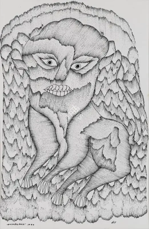 Jangarh Singh Shyam (Artist), Sher (Gond Art), 1990, Painting