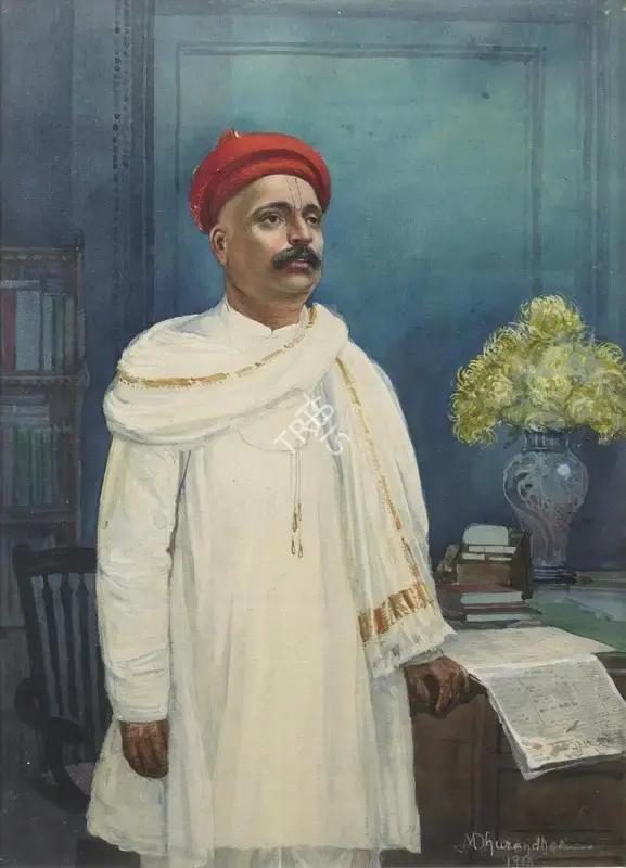 M.V. Dhurandhar (Artist), Portrait of Tilak, 1918, Painting