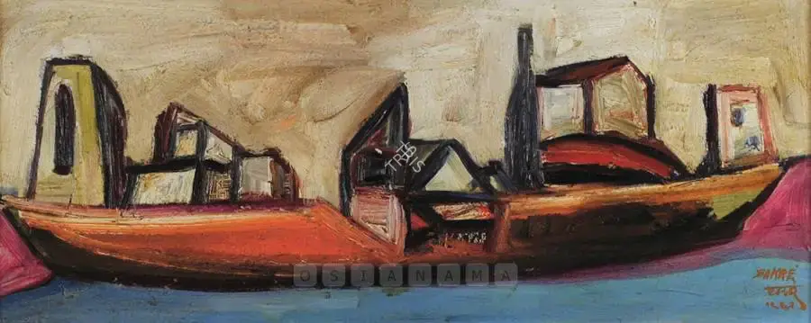 S.K. Bakre (Artist), Riverside Scene, 1962, Painting