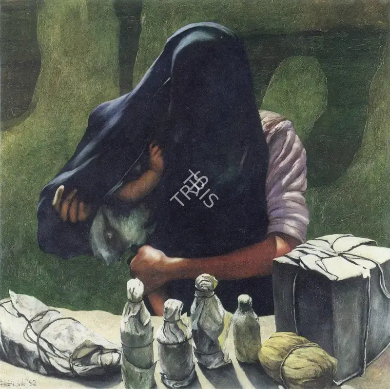 Bikash Bhattacharjee (Artist), To Wait For, 1982, Painting