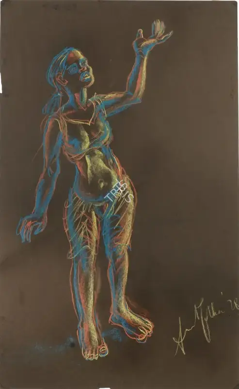 Anna Molka Ahmed (Artist), Untitled (Woman with raised hand), 1978, Painting