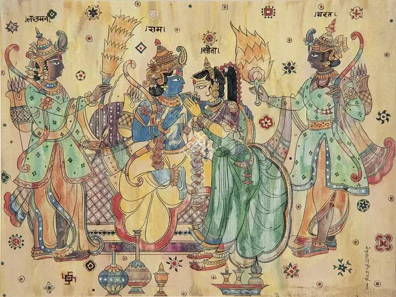 A.A. Almelkar (Artist), Ram and Sita, Painting