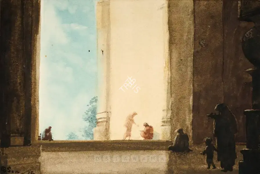 Sen, Bireshwar (Artist). The Temple Gate, 1972 | Painting, Os.Mum/21.03.09, 2009 · Osian's