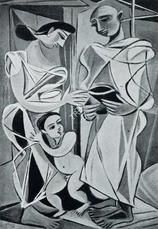 George Keyt (Artist), Alms Giving, 1946, Painting