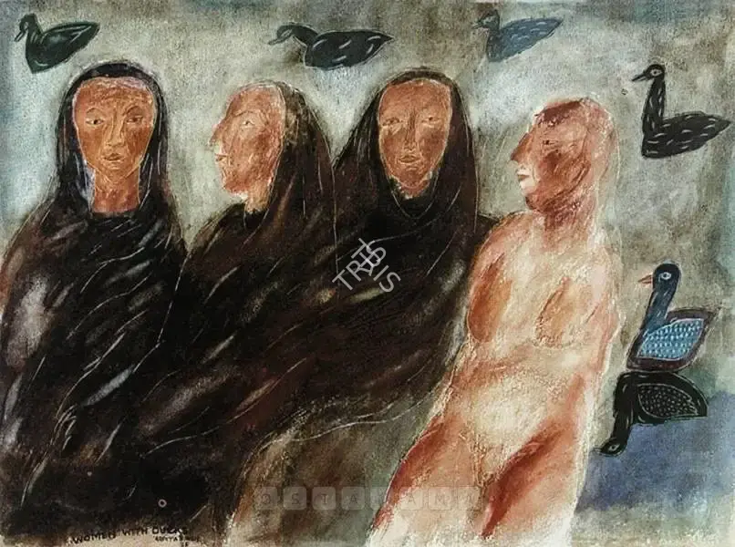 Arpita Singh (Artist), Women With Ducks, 1985, Painting