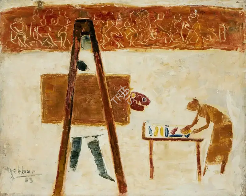 Hebbar, K.K. (Artist). Untitled (Studio Scene), 1983 | Painting, So.Lon/26.09.24, 2024 · Sotheby's