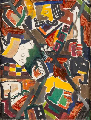 M.F. Husain (Artist), Untitled (King of Hearts), 1950, Painting