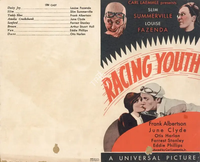 Vin Moore (Director), Racing Youth, 1932, Handbill