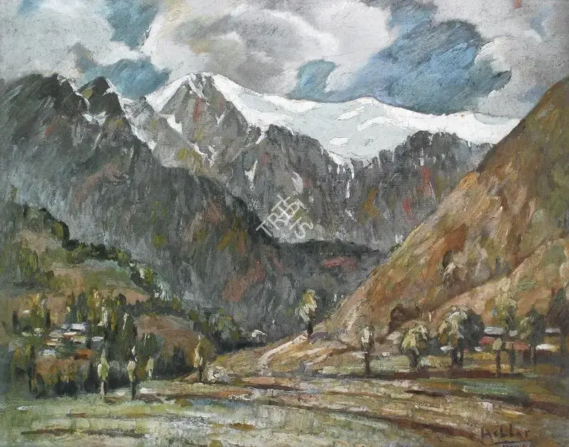 K.K. Hebbar (Artist), Himalayan Landscape, 1945, Painting