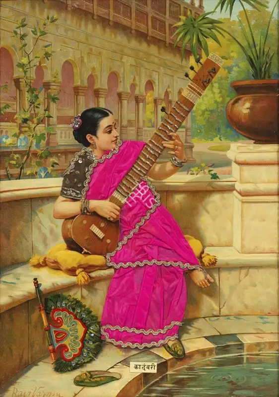 Raja Ravi Varma (Artist), Untitled (Kadambari/Saraswati), Graphic Art